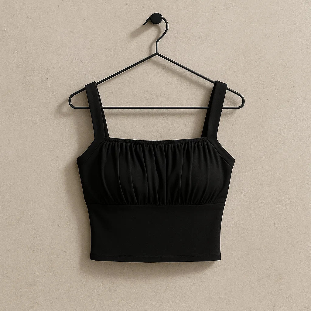Sexy Pleated Short square Neck Suspender Vest (Code-147)