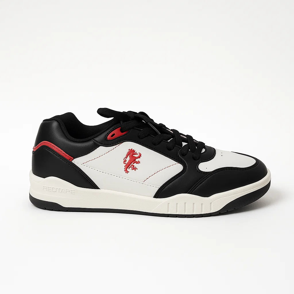 RedTape Men's Classic White & Black Sneakers