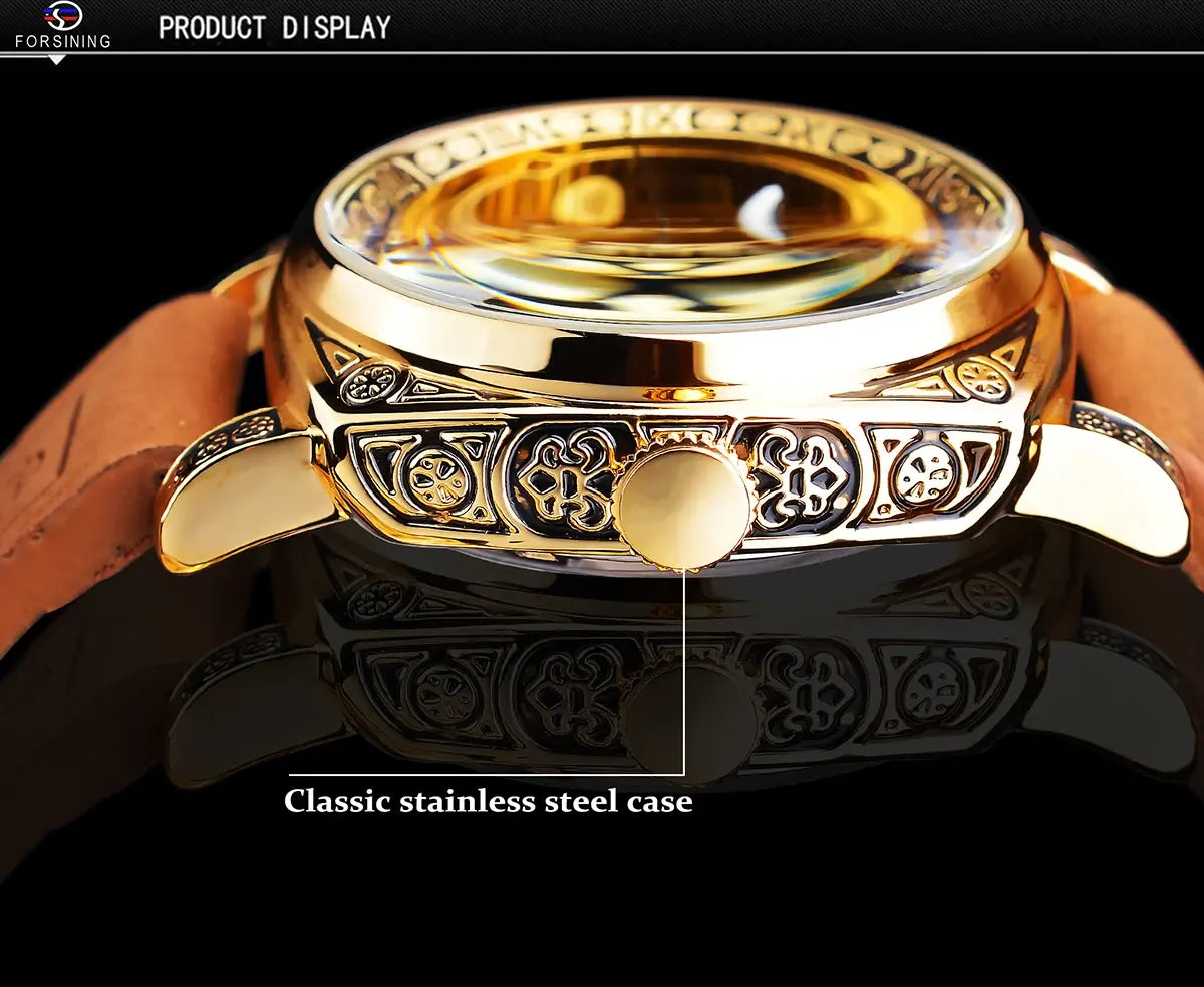 Forsining Luxury Automatic Mechanical Self Wind Transparent Band Waterproof Watch