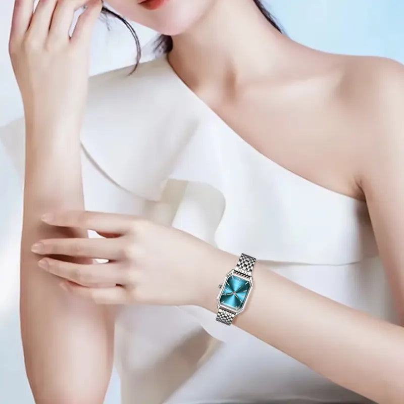 Women Square Shape Dial Chain Strep Watch