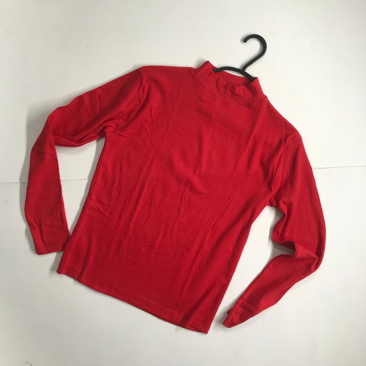 Women Ribbed High Neck Tops