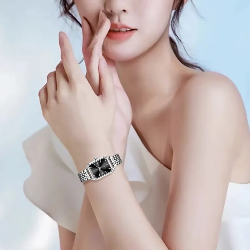 Women Square Shape Dial Chain Strep Watch