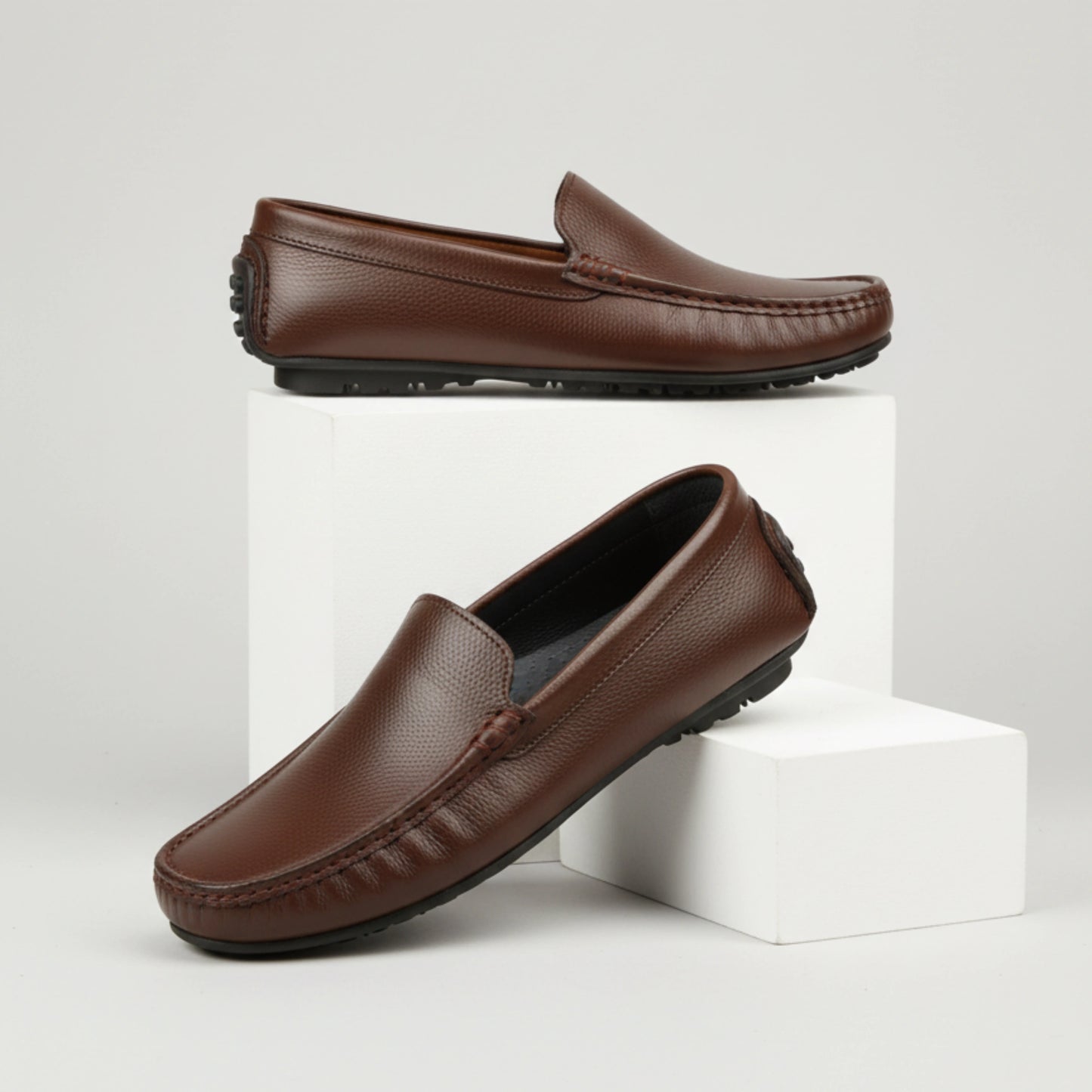 Handcrafted Leather Slip-On Moccasins