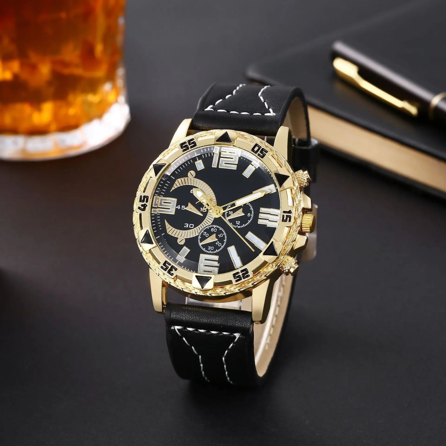 Titan Vortex Gold – Men's Premium Chronograph Watch with Black Dial