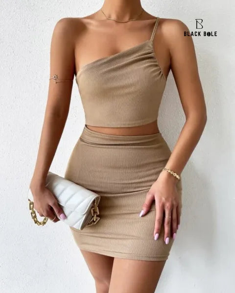 SHEIN One Shoulder Ribbed Bodycon (Code: 230)