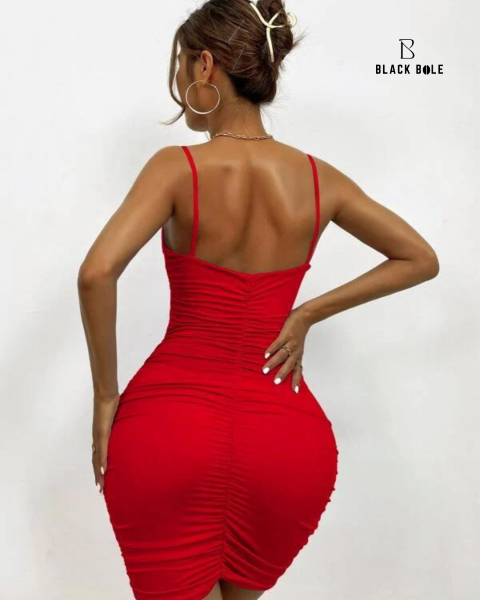 Fairyshely Sexy Ruffle Deep V Short Bodycon (Code: 154)