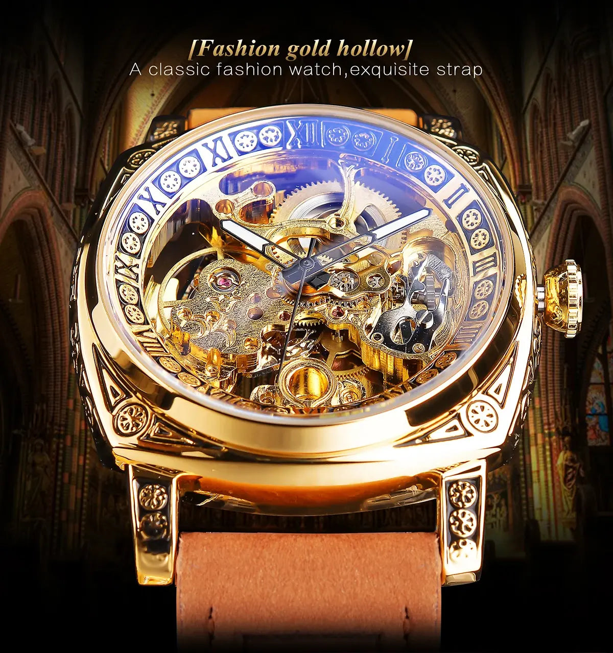 Forsining Luxury Automatic Mechanical Self Wind Transparent Band Waterproof Watch
