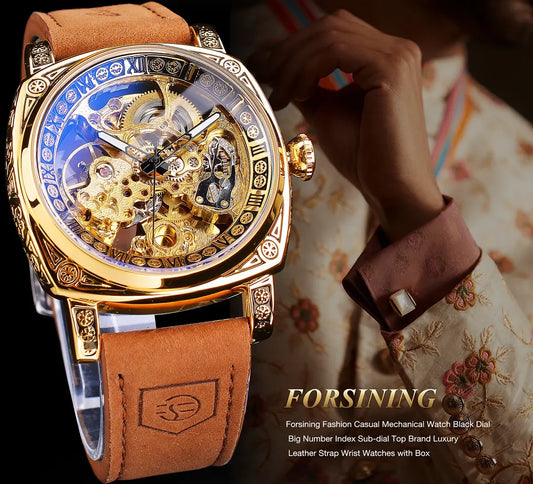 Forsining Luxury Automatic Mechanical Self Wind Transparent Band Waterproof Watch