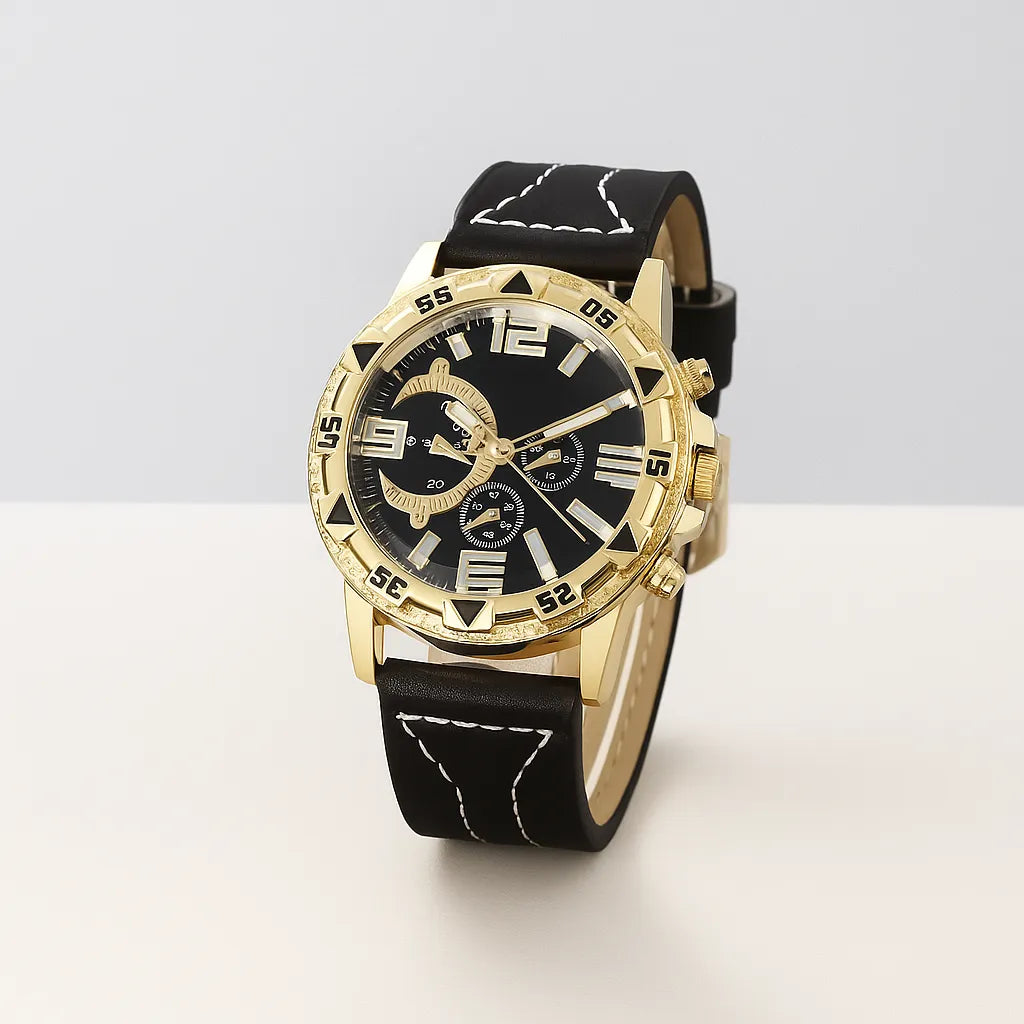 Titan Vortex Gold – Men's Premium Chronograph Watch with Black Dial