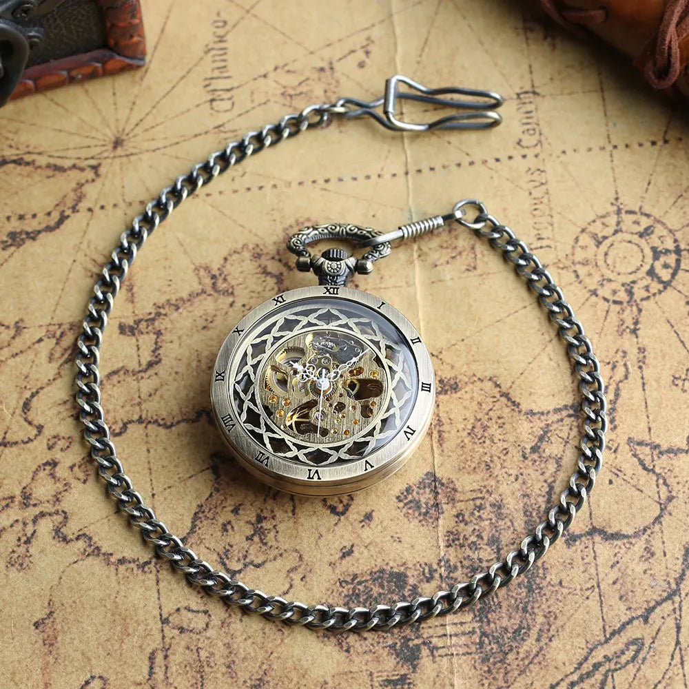 Transparent Manual Mechanical Antique Pocket Watche