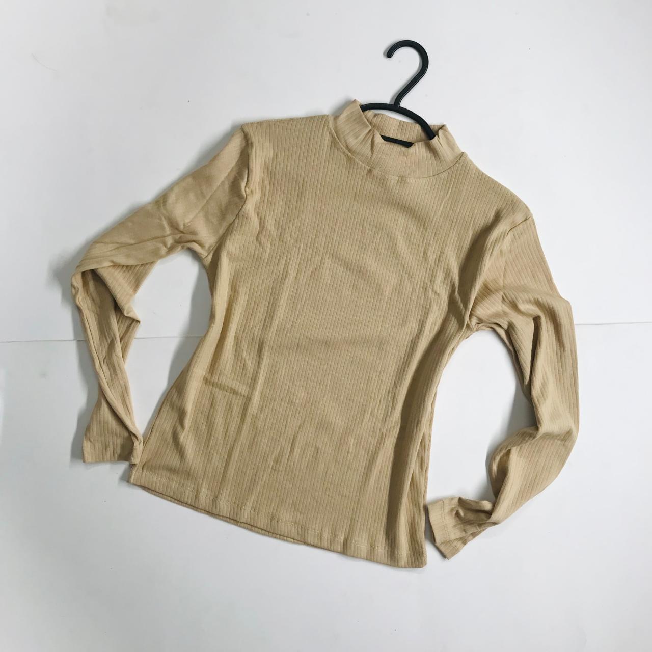 Women Ribbed High Neck Tops