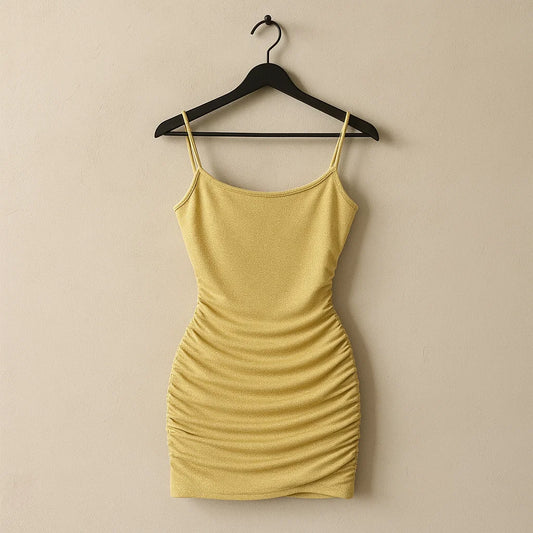 SHEIN PETITE Ruched Glitter Cami Dress (Code: 232)
