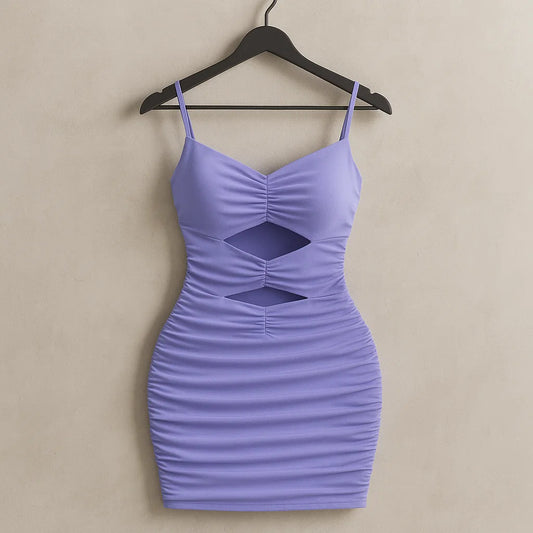 SHEIN Privé Solid Cut Out Ruched Bodycon Dress (Code: 233)