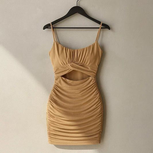 SHEIN Privé Solid Cut Out Ruched Bodycon Dress (Code: 156)